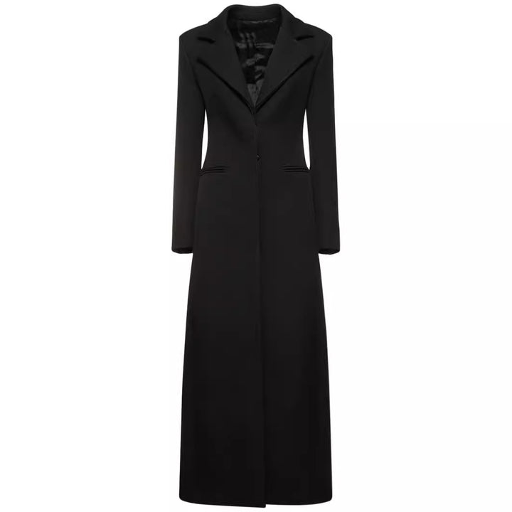Damen Taillierter Longline-Mantel mit Reverskragen und Einreiher-Schnitt Drune