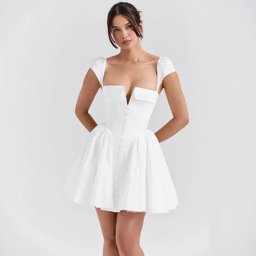 Damen verspielt geschnittenes Cortikleid mit voluminösen Puffärmeln Drune