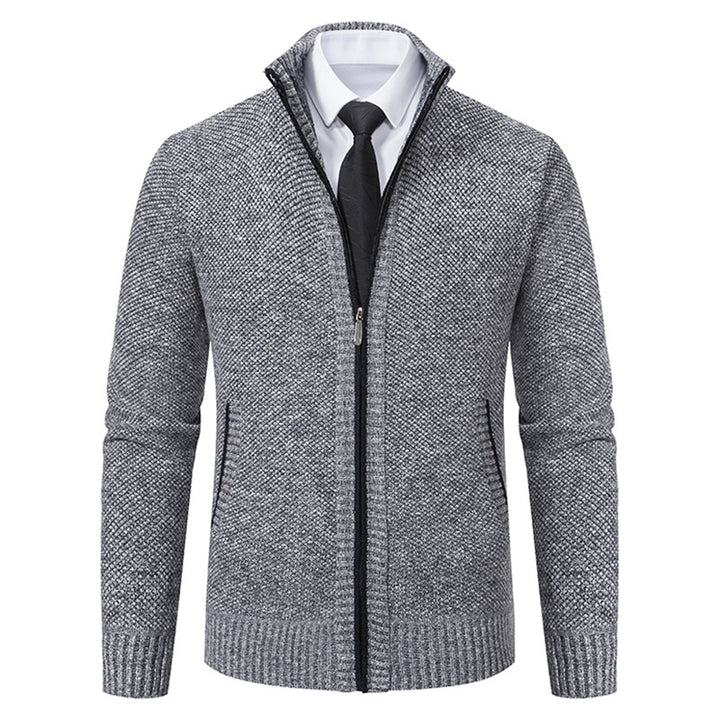 Herren elegante Strickjacke mit hohem Kragen und praktischem Reißverschluss Drune