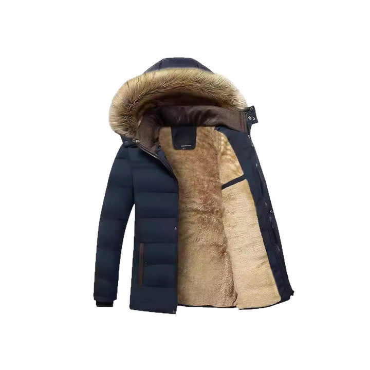 Herren Winterparka mit wärmendem Teddyfutter, abnehmbarer Kapuze und hoher Stehkragen Drune