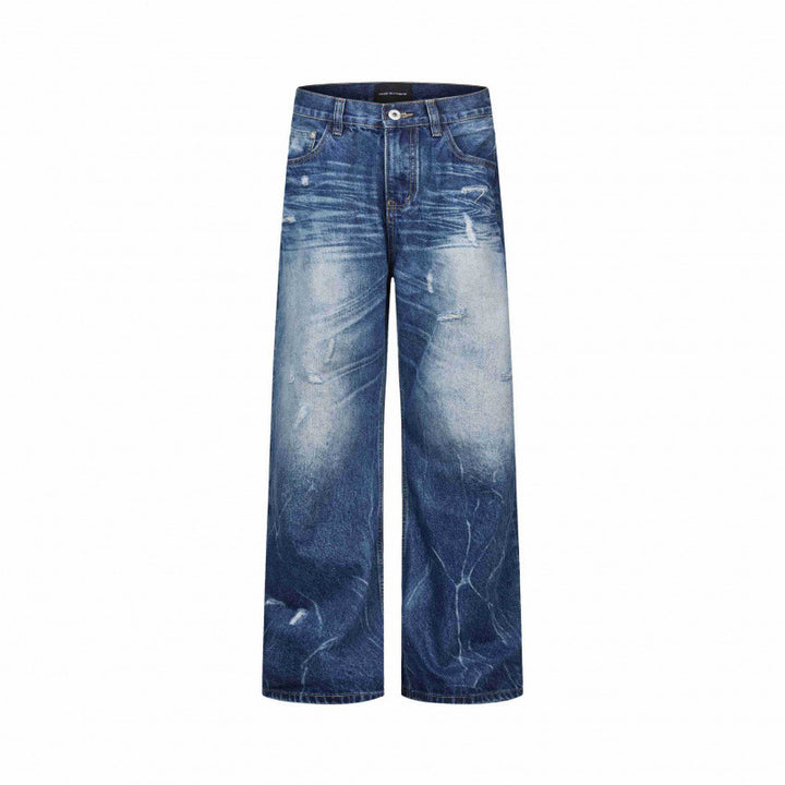 Damen Weitgeschnittene Highwaist-Jeans mit Used-Effekt, Distressed-Details und Fünf-Taschen-Schnitt Drune