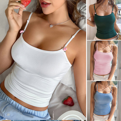 Damen trendiges Spaghetti-Top aus weichem Stretchmaterial Drune