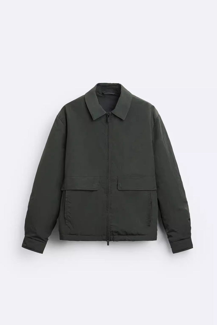 Herren Leichte Utility-Blousonjacke mit Hemdkragen und aufgesetzten Pattentaschen Drune