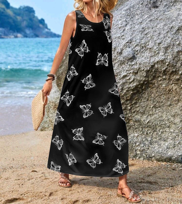 Damen Maxikleid mit einzigartigen Schmetterlingsdruck Drune