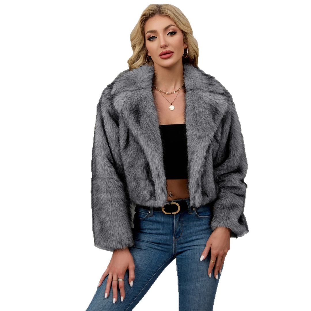 Damen Flauschige Kunstpelzjacke mit elegantem Revers Drune