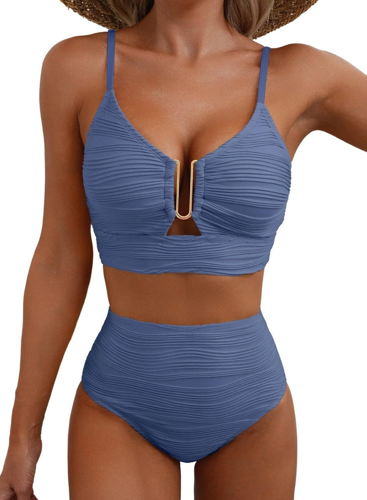 Damen Hochgeschnittener Bikini mit Raffungen Drune