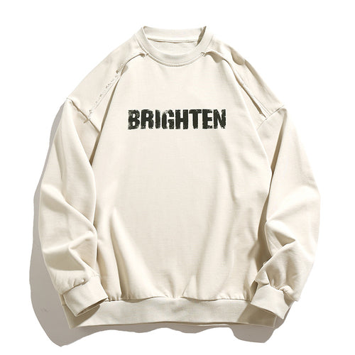 Unisex Oversize‑Sweatshirt mit Distressed‑Raglan, Statement‑Print und geripptem Saum Drune