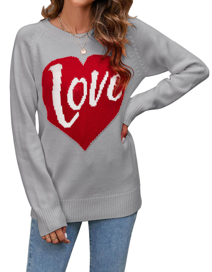 Damen Strickpullover mit Herz-Design Drune