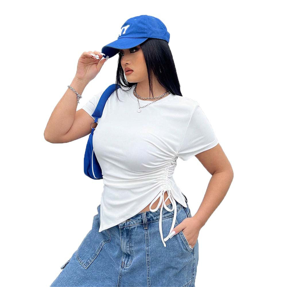 Damen T-Shirt mit seitlichen Riemen und asymmetrischem Schnitt Drune