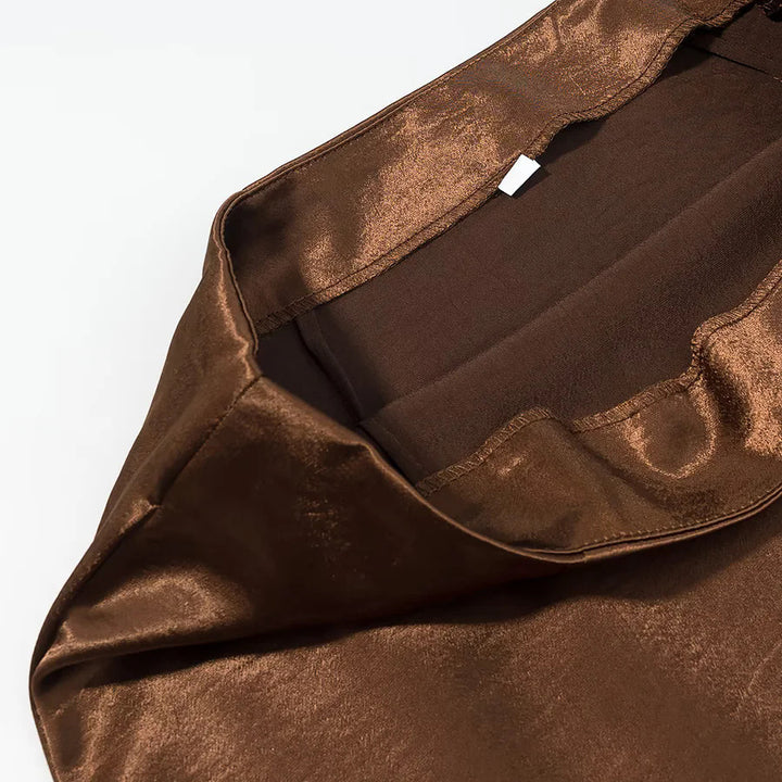 Damen nan Maxirock mit transparentem Spitzenunterteil und asymmetrischem Satin-Overlayer Drune