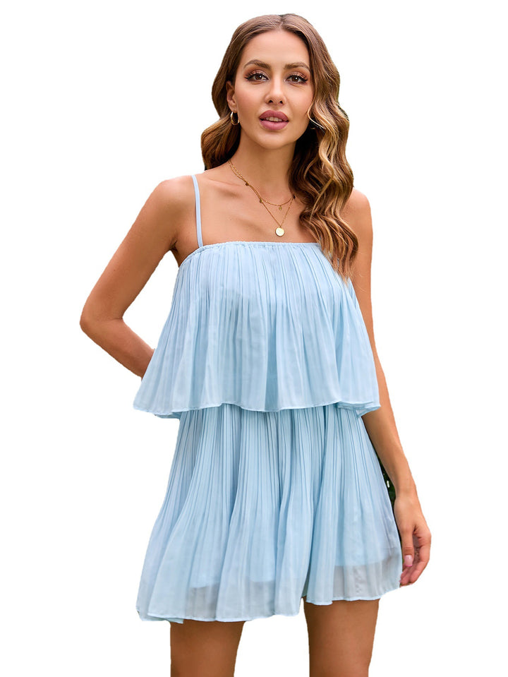 Damen Plissiertes Sommerkleid mit mehrlagigem Oberteil Drune