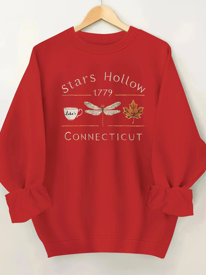Damen Sweatshirt mit kreativem Stars Hollow Motiv Drune