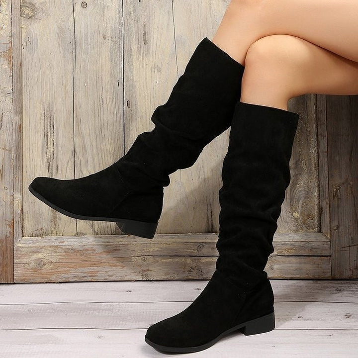 Damen Schlupfstiefel aus weichem Wildlederimitat Drune