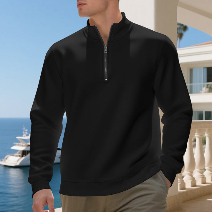 Herren sportlicher Pullover mit halbem Reißverschluss und atmungsaktiver Struktur Drune