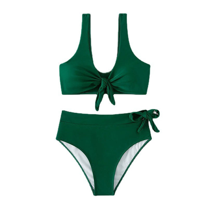 Damen Hochgeschnittener Bikini mit kreativen Knotendetails Drune