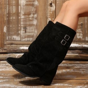 Damen Hochwertige Wedge-Stiefel Drune