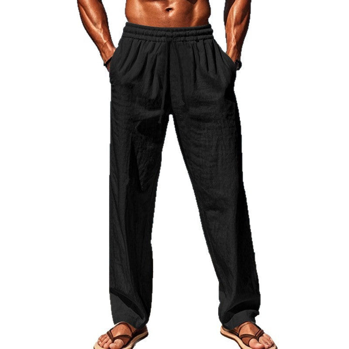 Herren lockere Leinenhose mit elastischem Bund und atmungsaktivem Gewebe Drune