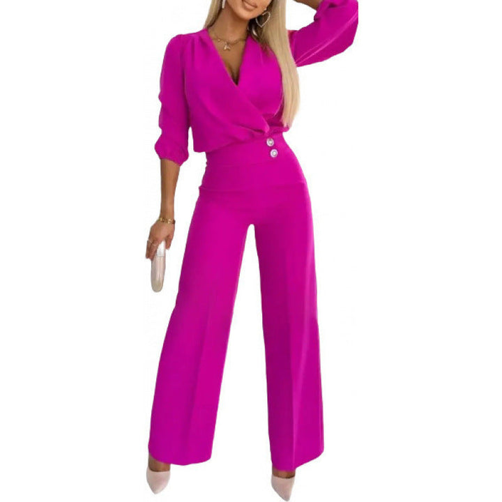 Damen elegantes Jumpsuit mit weiten Beinen Drune