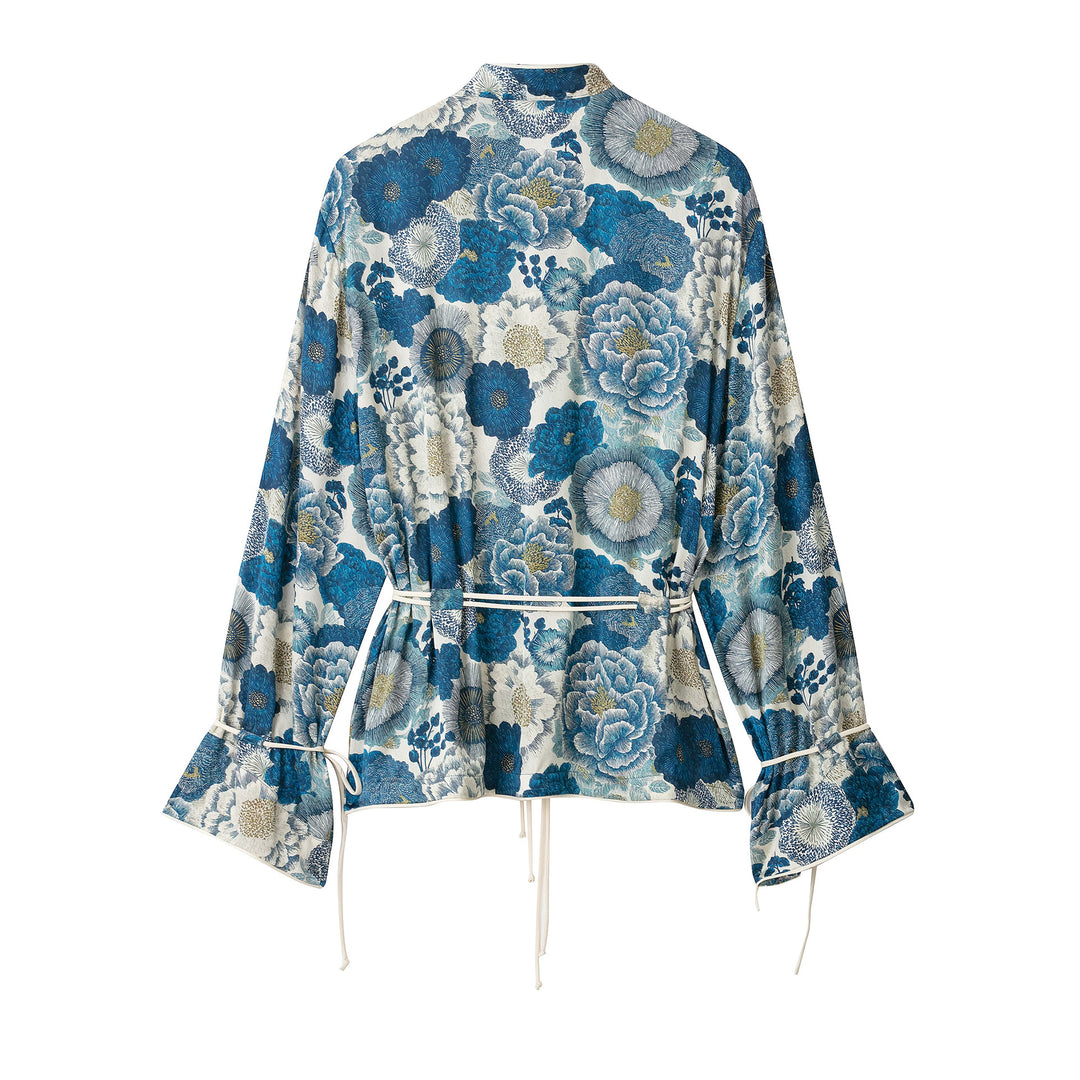 Damen Hochtaillierte Cropped‑Palazzohose im jacquardgewebten Floral‑Design Drune