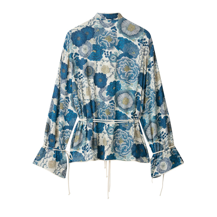 Damen Hochtaillierte Cropped‑Palazzohose im jacquardgewebten Floral‑Design Drune