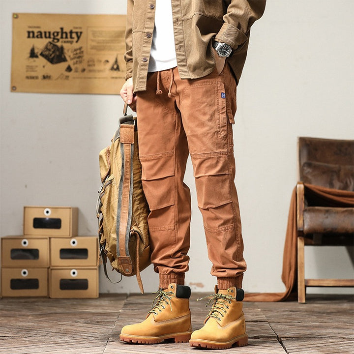Herren Cargo-Joggerhose mit Tunnelzug, elastischen Bündchen und verstärkten Kniepartien Drune