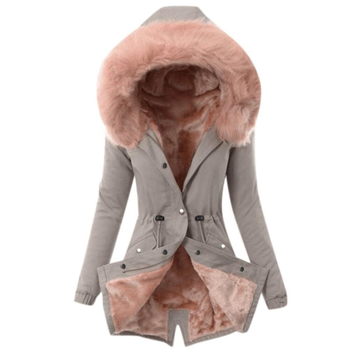 Damen Taillierter Winterparka mit kuscheligem Teddyfutter und großer Kapuze Drune