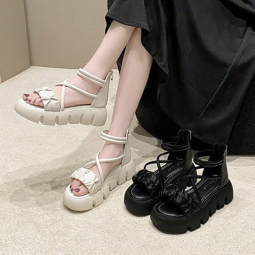 Damen modische Keilsandalen mit raffiniertem Riemendesign Drune