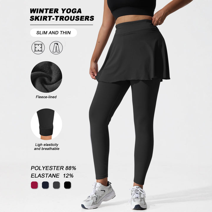 Damen Thermal-Leggings mit integriertem Sportrock und Fleece-Futter Drune