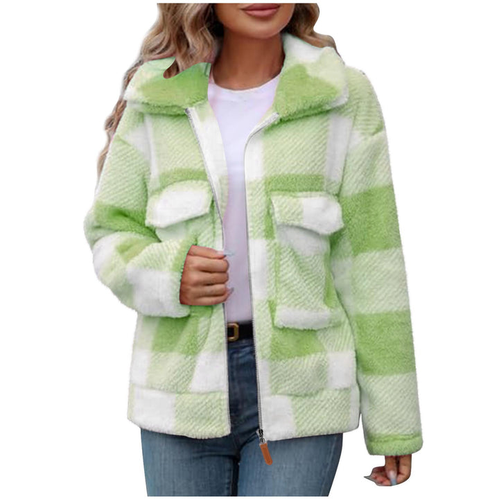 Damen Fleece-Jacke mit Karomuster und praktischen Taschen Drune