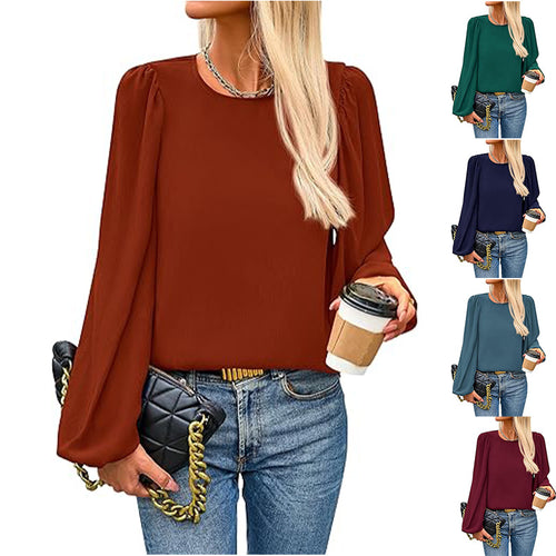 Damen Bluse mit angeschnittenen Ärmeln und eleganten Puffärmeln Drune