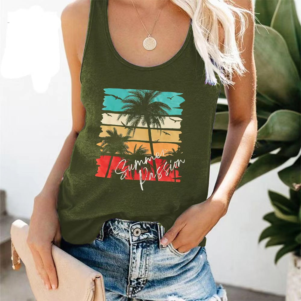 Damen ärmelloses Freizeitshirt mit trendigem Grafikdesign Drune