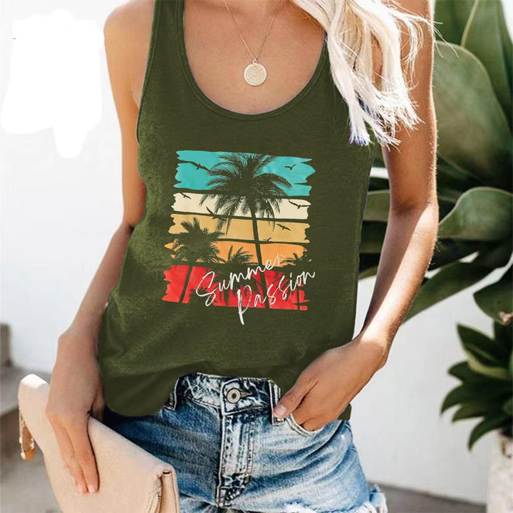 Damen ärmelloses Freizeitshirt mit trendigem Grafikdesign Drune