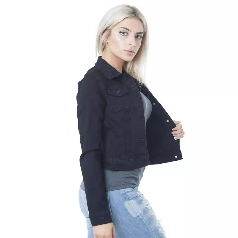 Damen Denim-Jacke im modernen Cropped-Design mit funktionalen Taschen und lässigem Schnitt Drune