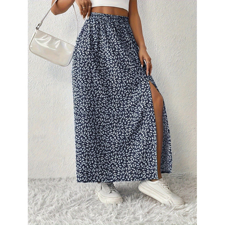 Damen Maxirock mit floralem Muster und seitlichem Schlitz Drune