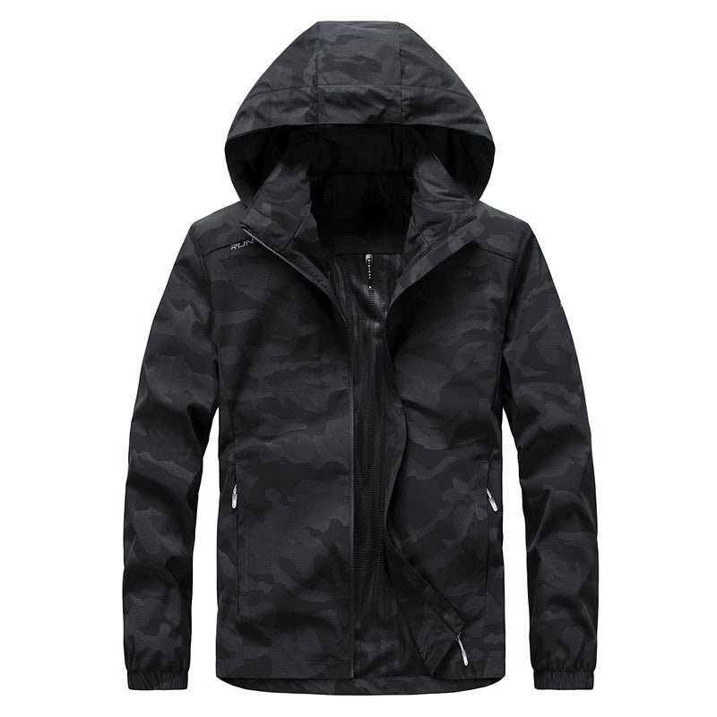 Herren Ultraleichter Softshell-Hoodie mit Tarnmuster, wasserabweisend und atmungsaktivem Meshfutter Drune
