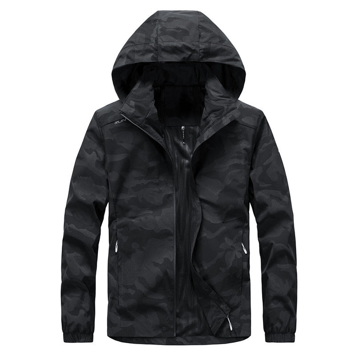 Herren Ultraleichter Softshell-Hoodie mit Tarnmuster, wasserabweisend und atmungsaktivem Meshfutter Drune