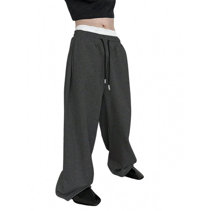 Damen nan weite Oversize Jogginghose mit tiefem Schritt, elastischem Bund und Kordelzug Drune
