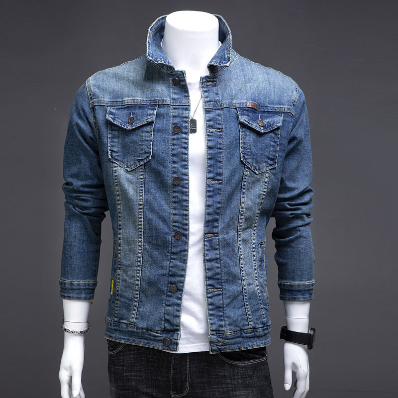 Herren Modische Jeansjacke mit Brusttaschen Drune