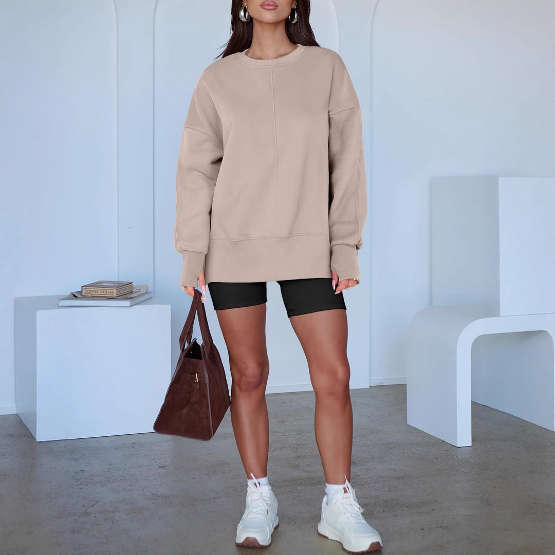 Damen Oversize-Sweatshirt mit Mittelnähte, Rundhals und überschnittener Schulter Drune