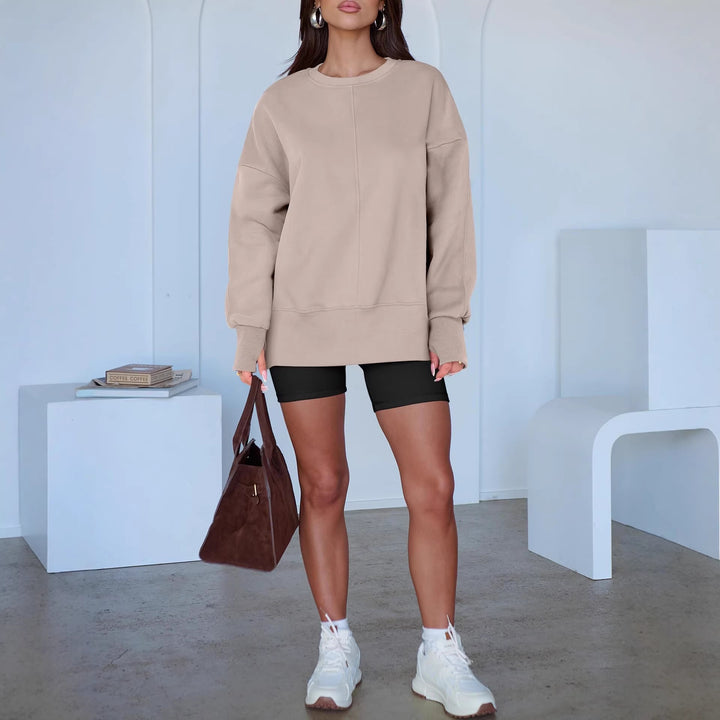 Damen Oversize-Sweatshirt mit Mittelnähte, Rundhals und überschnittener Schulter Drune