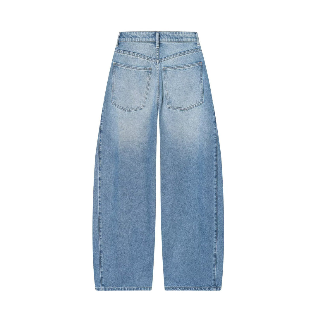 Damen Weite Cropped Denim‑Culotte mit hoher Taille und Mittelnaht Drune
