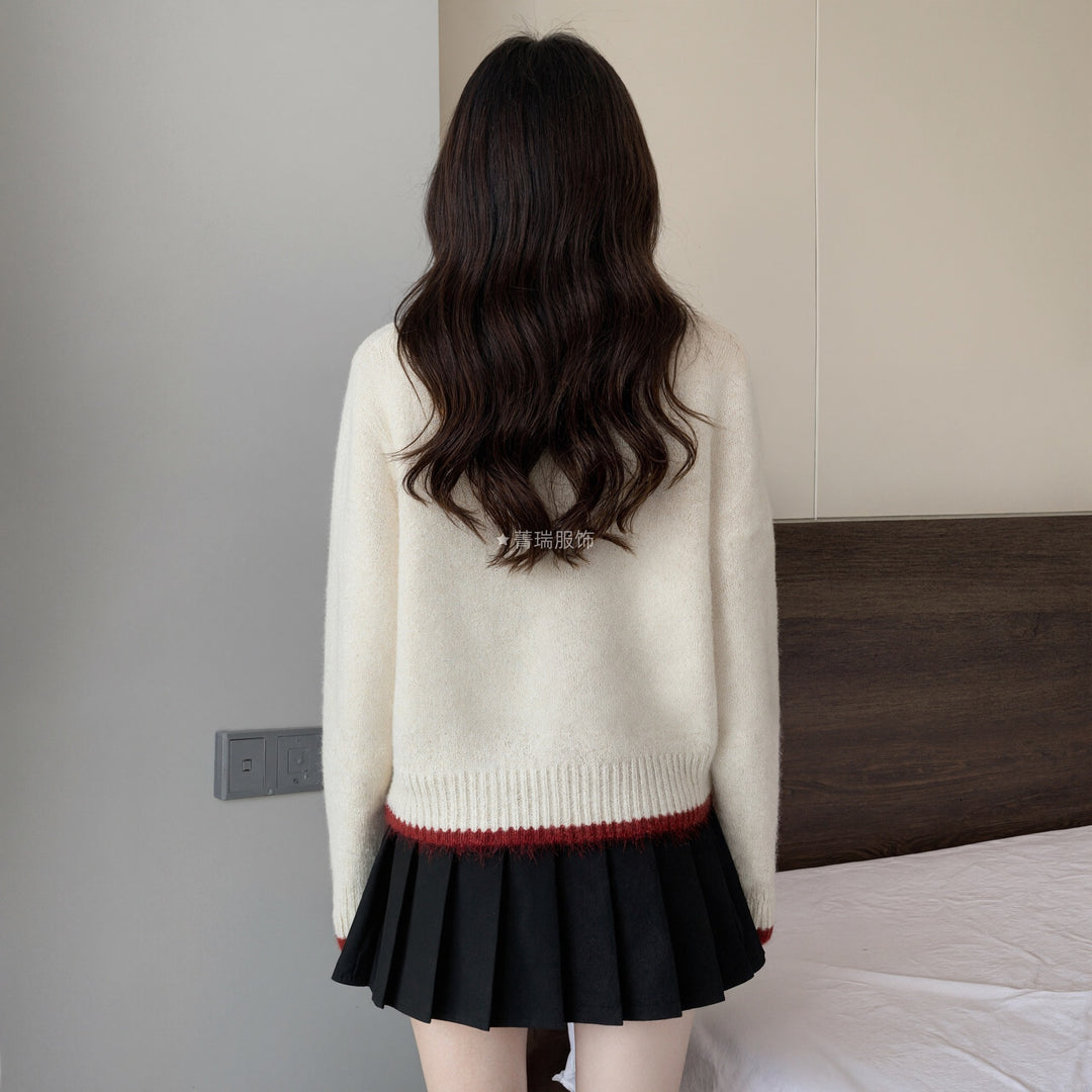 Damen Gemütlicher Strickcardigan mit Herzknöpfen Drune