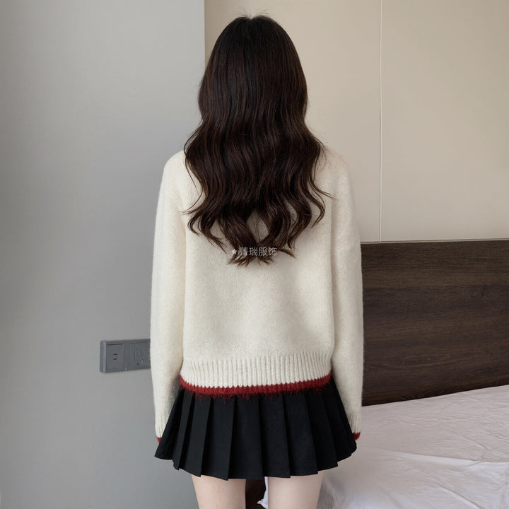 Damen Gemütlicher Strickcardigan mit Herzknöpfen Drune