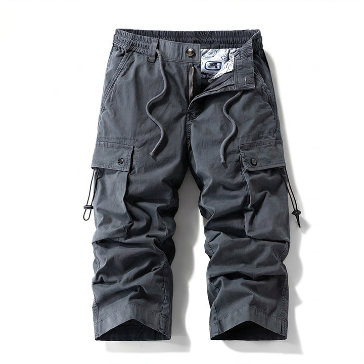 Herren 3/4-Trekking-Cargohose mit elastischem Bund, Tunnelzug und variabler Taschenorganisation Drune