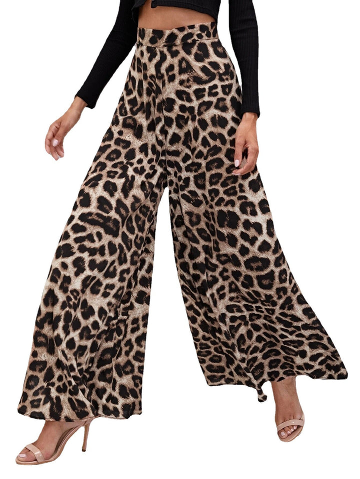 Damen Weitbeinige Hose im trendigen Leopardenmuster Drune