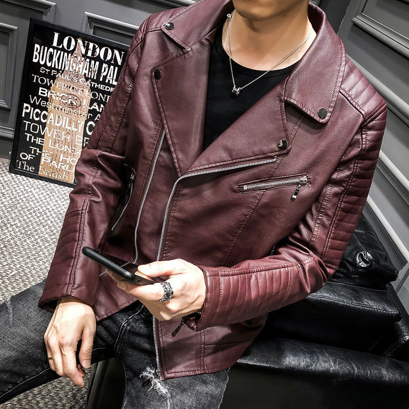 Herren Modische Bikerjacke aus hochwertigem Kunstleder Drune