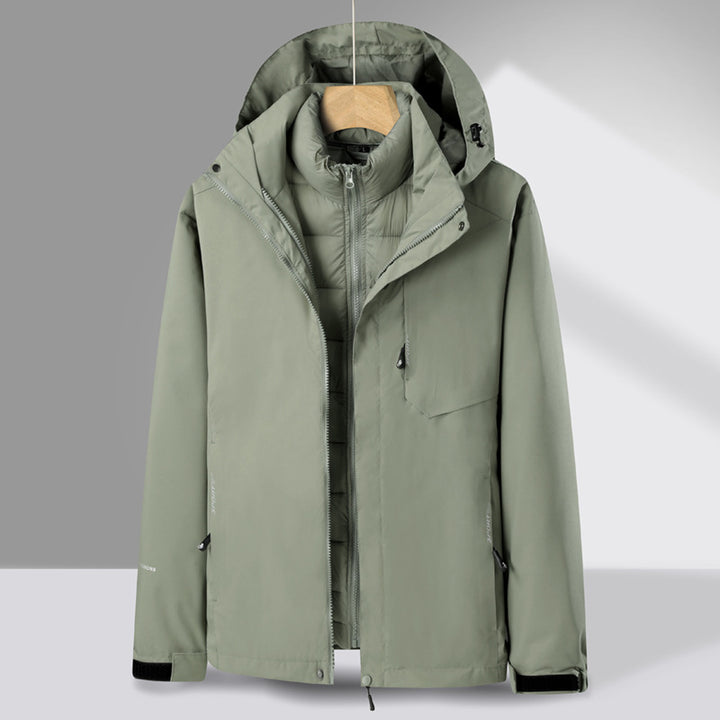 Herren dreiteiliger Übergangsparka mit abnehmbarer gesteppter Innenjacke und wetterfester Softshell-Außenlage Drune