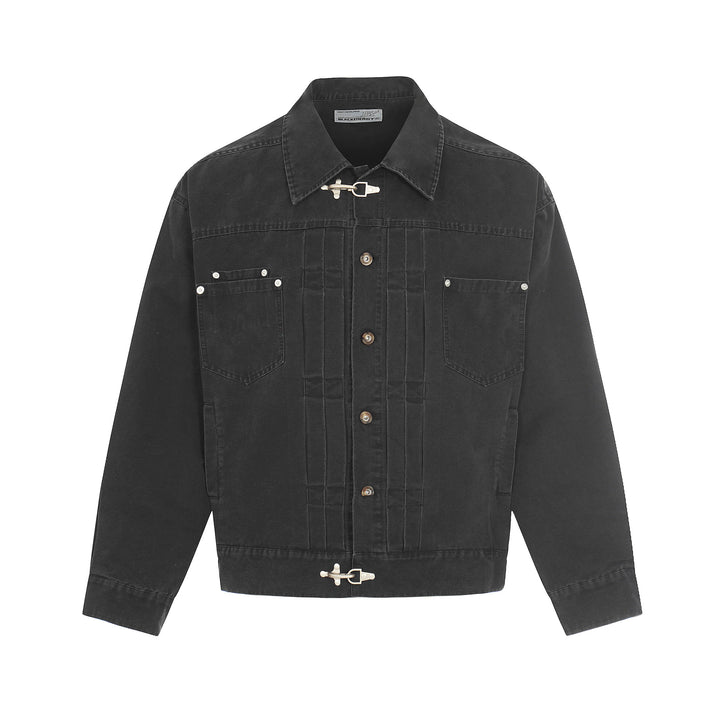 Herren Canvas-Utility-Blousonjacke mit Tunnelzug und Ziersteppungen Drune