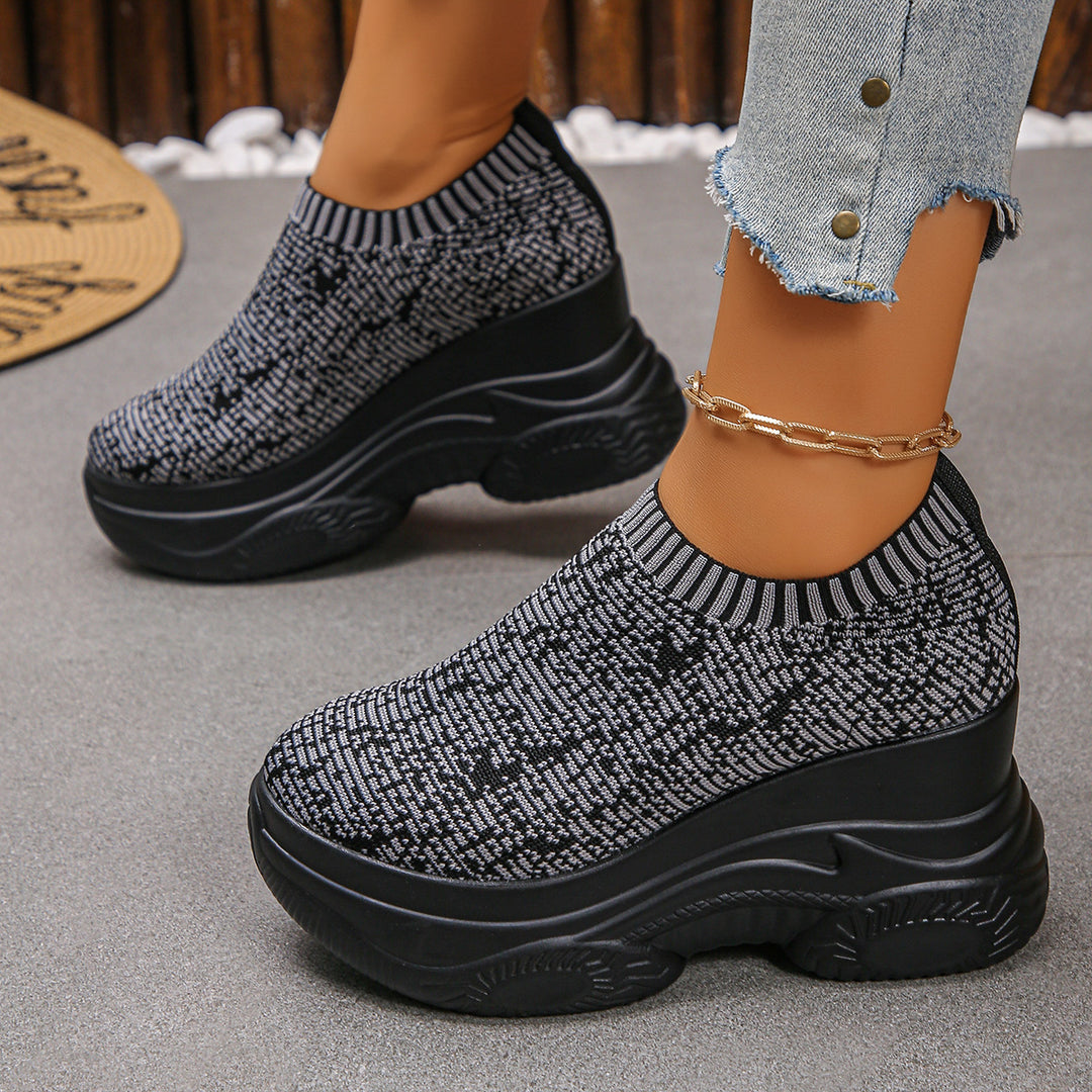 Damen Strick‑Sock‑Sneaker mit hohem Plateau und rutschfester Profilsohle Drune