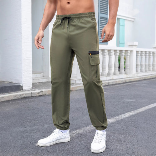 Herren Technische Cargo-Jogginghose mit Reißverschlusstaschen, Tunnelzug und elastischen Knöchelbündchen Drune